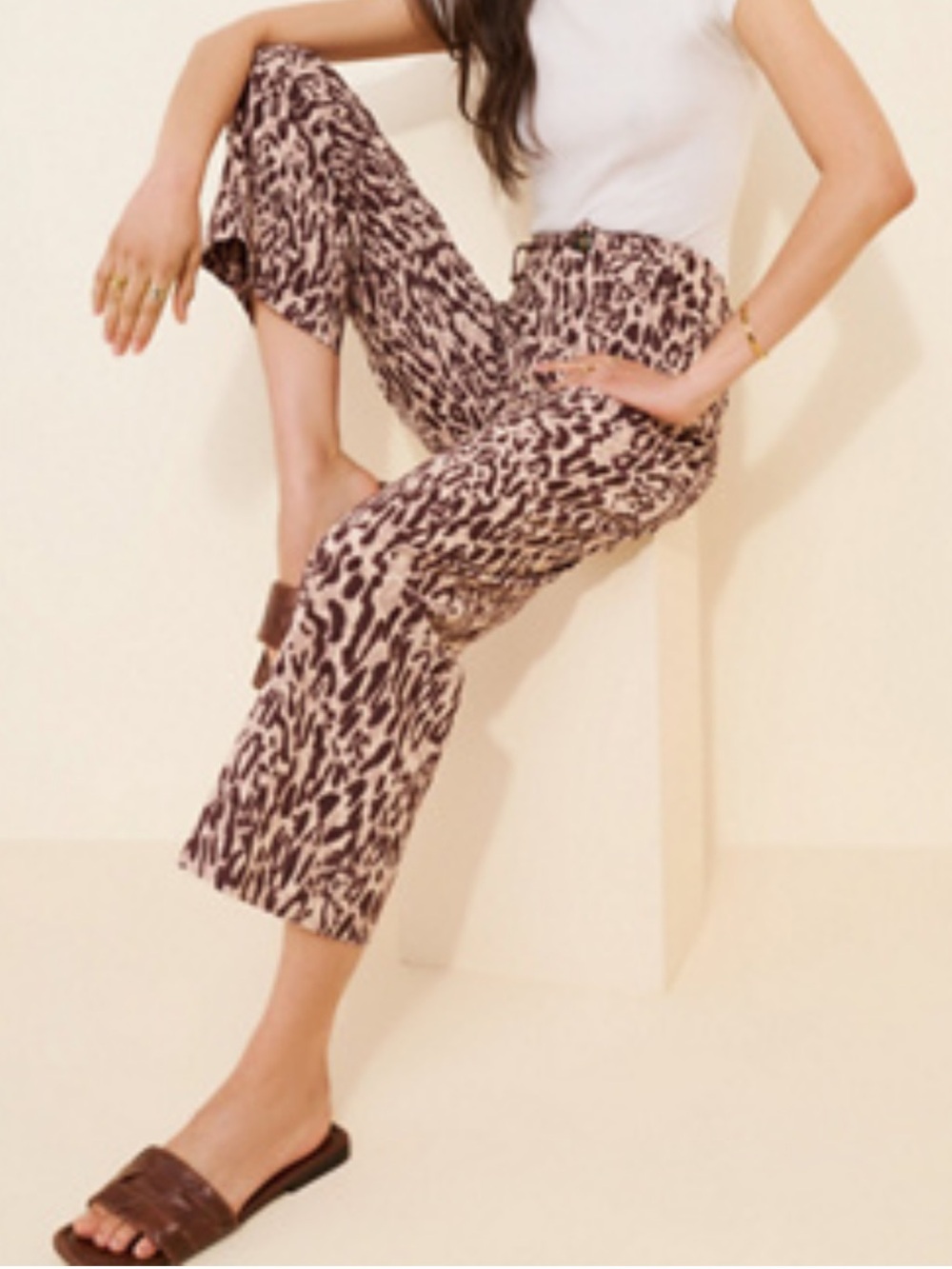 Maeve Colette Taupe & Brown Animal Print Straight Leg Pants